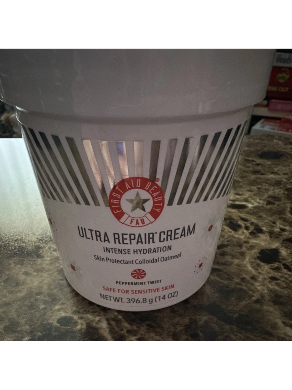 First Aid Beauty Cream Jar - White with Red Accent